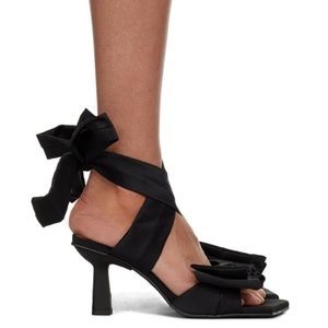 Ganni Black Soft Bow Heeled Sandals